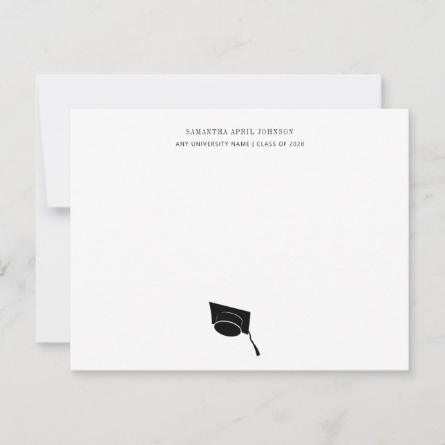 Cartão De Notas Graduação Classe Simples de Boné de Formando (Frente)