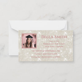 Cartão De Notas Graduação de Fotos Moderna Glitter Cor-de-Rosa