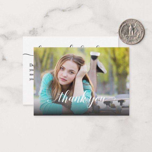 Cartão De Notas Graduação de Fotos Obrigado Pequeno (Frente/Verso In Situ)