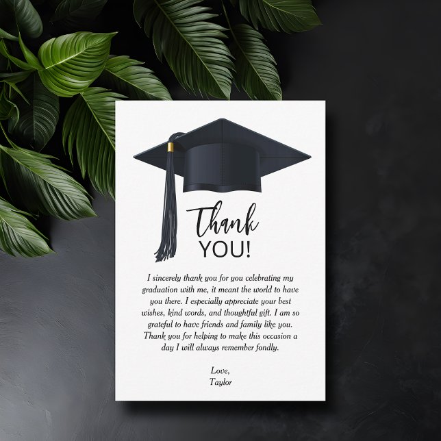 Cartão De Notas Graduação Simples Obrigado (Simple graduation flat thank you note cards with your personalized message.)