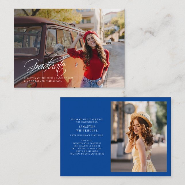 Cartão De Notas Graduation 2026 Photos Grad Announcement (Frente/Verso)
