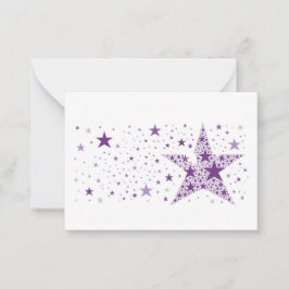 Cartão De Notas Grande Estrela feita de Pequenas Estrelas em Púrpu