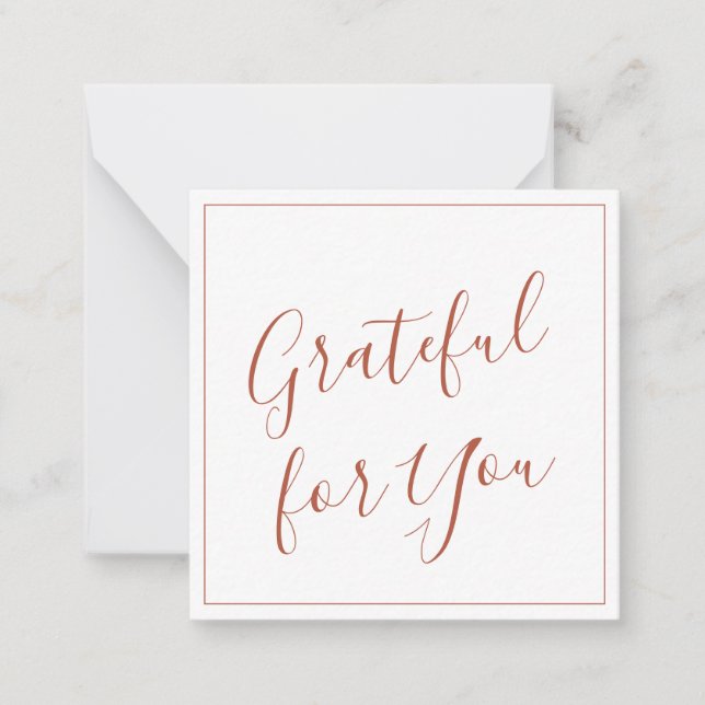 Cartão De Notas Grateful for You Script Terracota Personalizada (Frente)