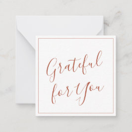 Cartão De Notas Grateful for You Script Terracota Personalizada