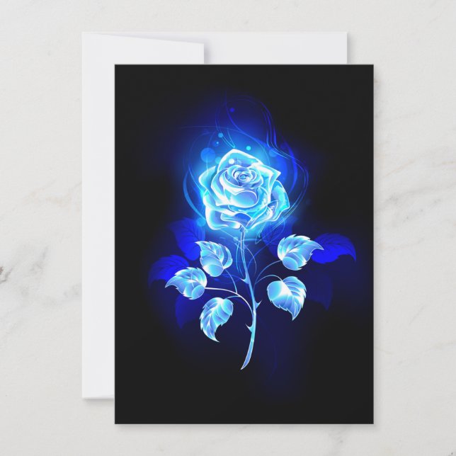 Cartão De Notas Gravação de Rosa Azul (Frente)