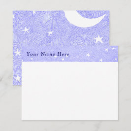 Cartão De Notas Grave de Lua Azul e Estrelas Personalizado
