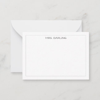 Cartão De Notas Gray Simple Modern Professional Thin Border