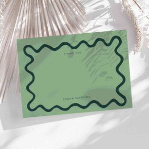 Cartão De Notas Green Squiggly Wavy Line Obrigado