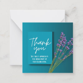 Cartão De Notas Green Thank You Card with Purple Floral Design