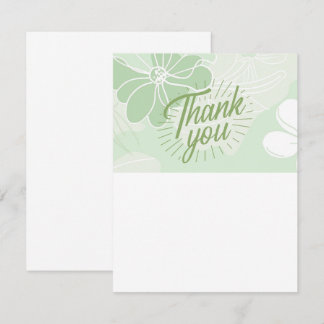 Cartão De Notas Green Thank You Note - Flat - Blank One Side