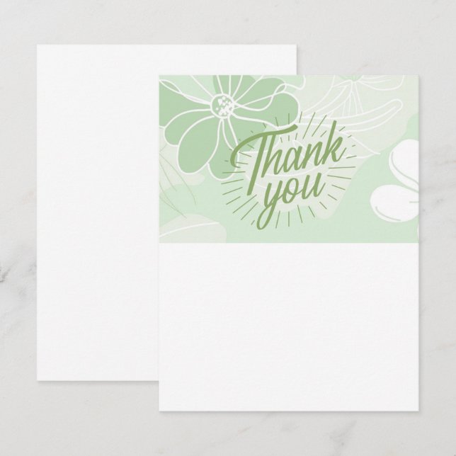 Cartão De Notas Green Thank You Note - Flat - Blank One Side (Frente/Verso)