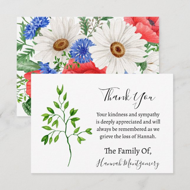 Cartão De Notas Greenery Funeral Simpatia Obrigado (Frente/Verso)