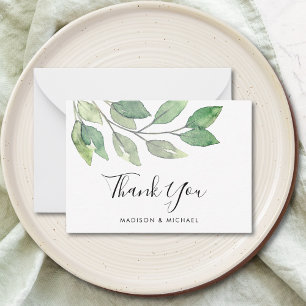 Cartão De Notas Greenery Wedding Obrigado