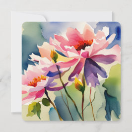Cartão De Notas Greeting Card with Watercolor Flowers - 2