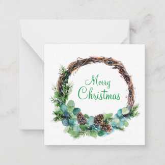 Cartão De Notas Grinalda de aguarela de pinhas