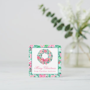 Cartão De Notas Grinalda de Natal Rosa e Verde Enclosure