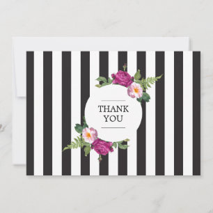 Cartão De Notas Grinalda floral moderna obrigado listrado você
