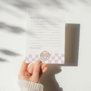 Cartão De Notas Groovy Girl Checked Happy Face   Cápsula Horária