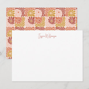 Cartão De Notas Groovy Retro Rosewood Clay Botânico Personalizado