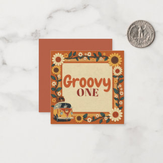 Cartão De Notas Groovy Um Leão Aniversário Retro 70s Primeiro Aniv