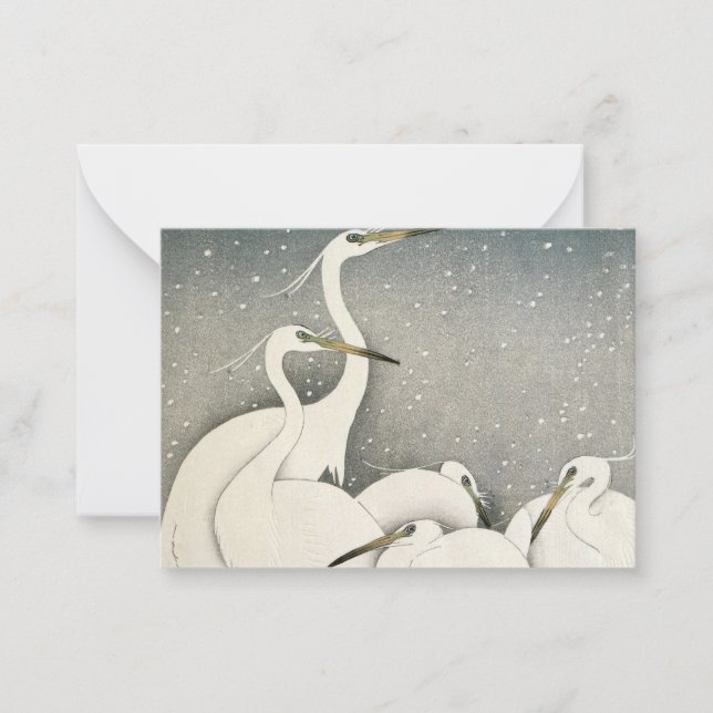 Cartão De Notas Group of Egrets, 1925-1936 by Ohara Koson (Frente)