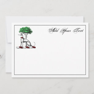 Cartão De Notas Gryhound Whippet W/Tree Heraldic Crest Card