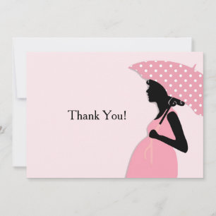 Cartão De Notas Guarda-chuva rosa Bolinhas Obrigado Notecard
