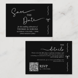 Cartão De Notas Guardar a Data QR Code Black White Monocromático