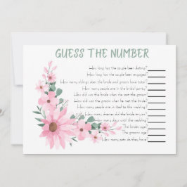 Cartão De Notas Guess The Number Bridal Shower Game Pink Flowers