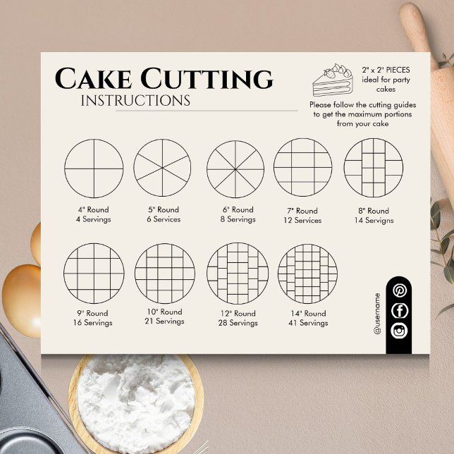 Cartão De Notas Guia De Corte De Bolo Simples De Casamento (Cake Cutting Guide Round Wedding Simple Note Card)