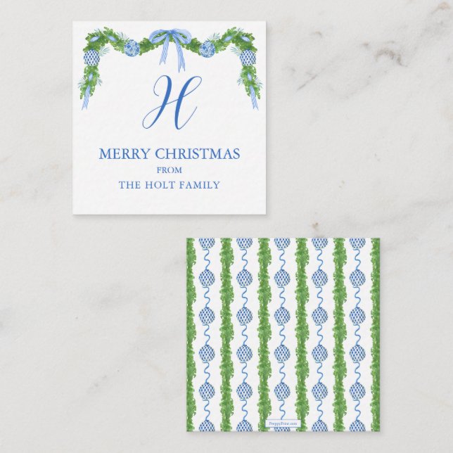 Cartão De Notas Guirlanda de Aquarela em estilo Chinoiserie Enfeit (Frente/Verso)