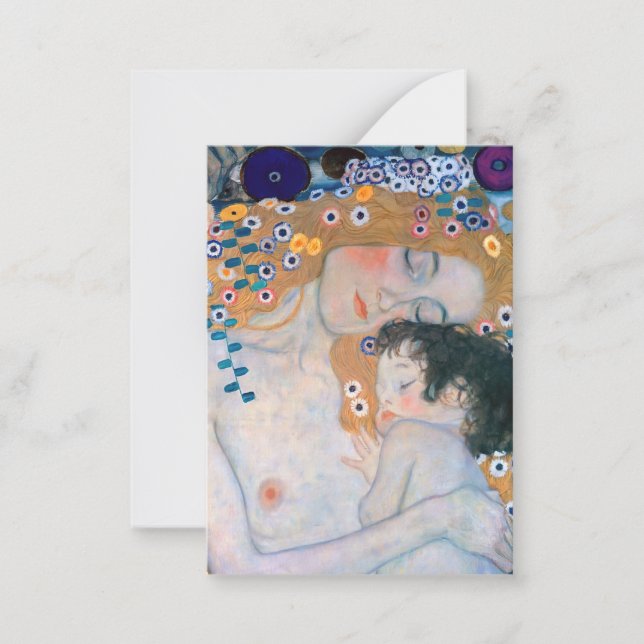 Cartão De Notas Gustav Klimt - Mãe e Filho (Frente)