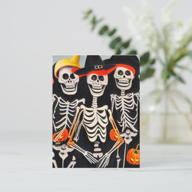 Cartão De Notas Halloween Skeletons (Em pé/Frente)