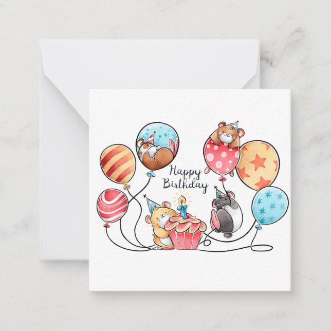 Cartão De Notas Hamsters de Aniversário (Frente)