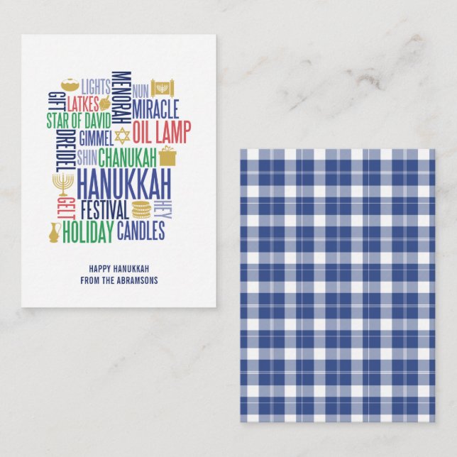 Cartão De Notas Hanukkah Words Holiday Mini Note Card (Frente/Verso)