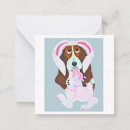 Cartão De Notas Happy Easter Basset Hound Easter Bunny card
