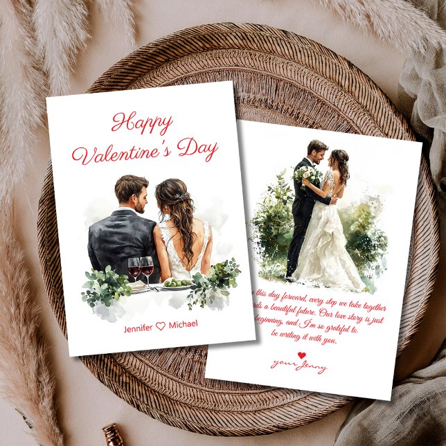 Cartão De Notas happy valentines day 2 photos illustration red  (Criador carregado)