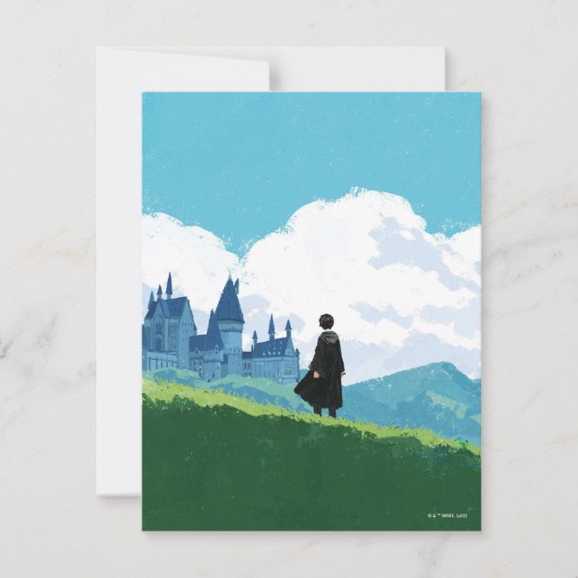 Cartão De Notas HARRY POTTER™ Observando o Castelo de HOGWARTS™ (Frente)