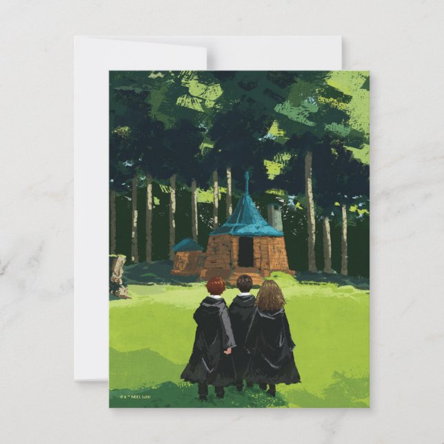 Cartão De Notas HARRY POTTER™, Ron e Hermione na Cabana do Hagrid (Frente)
