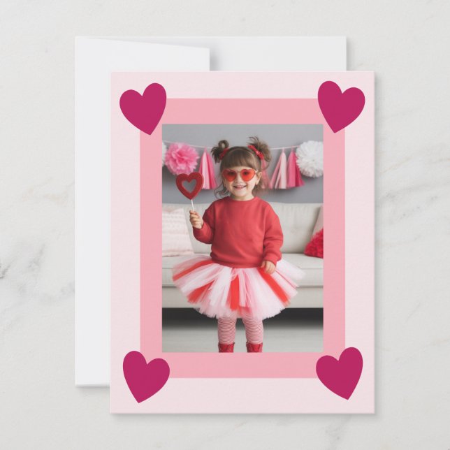 Cartão De Notas Heart Frame Kid Photo Valentine Card, Child School (Frente)