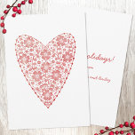 Cartão De Notas Heart Scandinavian Red Winter Holiday<br><div class="desc">O estilo popular escandinavo design floral moderno em vermelho e branco,  perfeito para o Natal e as férias de inverno. Arte original de Nic Squirrell. Altere ou exclua os nomes e saudações no verso para personalizar.</div>