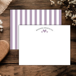 Cartão De Notas Heather Elegant Classic Hearts Striped Note Card