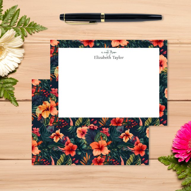 Cartão De Notas Hibisco Tropical, Amarelo Verde Laranja (Criador carregado)