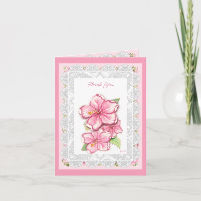 Cartão De Notas Hibiscus & Lace PINK (Frente)