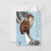 Hiroshige - Coruja, Pinho e Lua Crescente