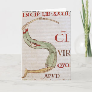 Cartão De Notas Historiated initial 'S' depicting a man
