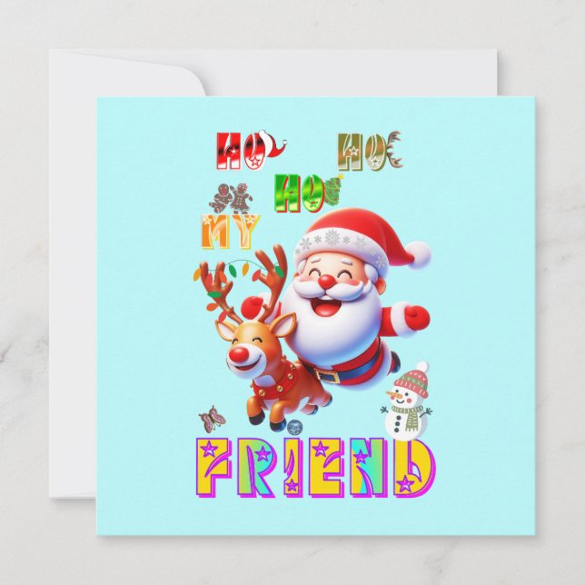 Cartão De Notas Ho Ho Ho Meu Querido Amigo (Frente)