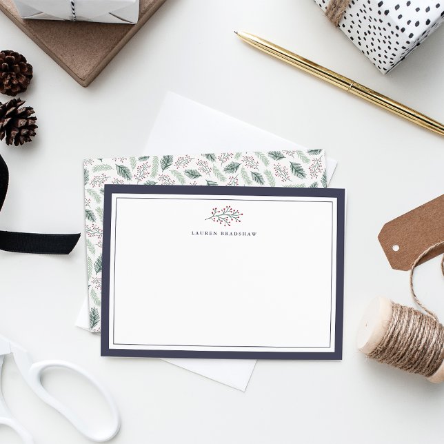 Cartão De Notas Holly e Pinheiro | Papel de Carta Personalizado (Criador carregado)