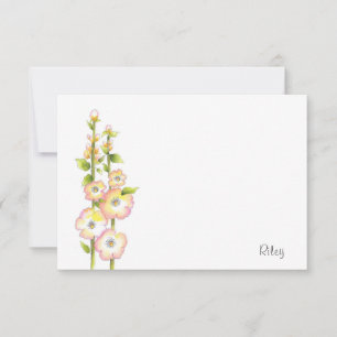 Cartão De Notas Hollyhocks de caneta e de Aquarela