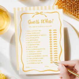 Cartão De Notas Honey Bridal Shower Guess Who Party Game Card